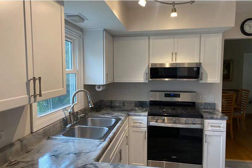after cabinet resurfacing in white